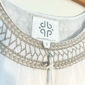 Pomegranate Aztec Embroidery Top in Taupe